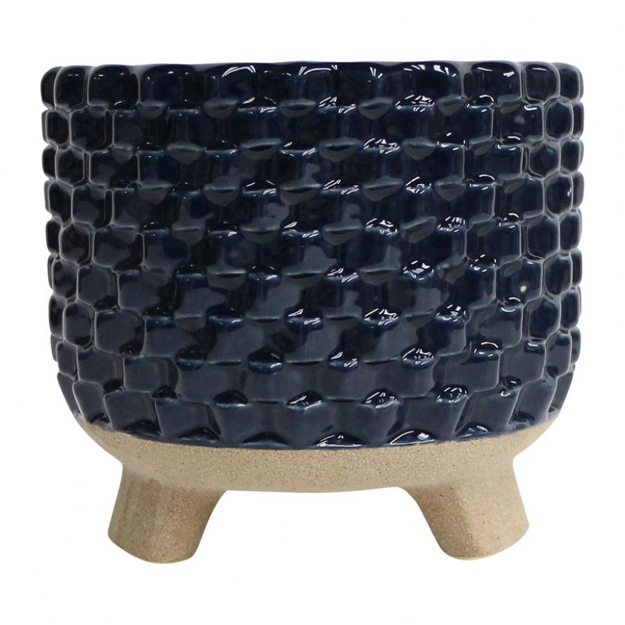 Sagebrook 7" 27 Oz Ocean Mist Woven Candle - Navy