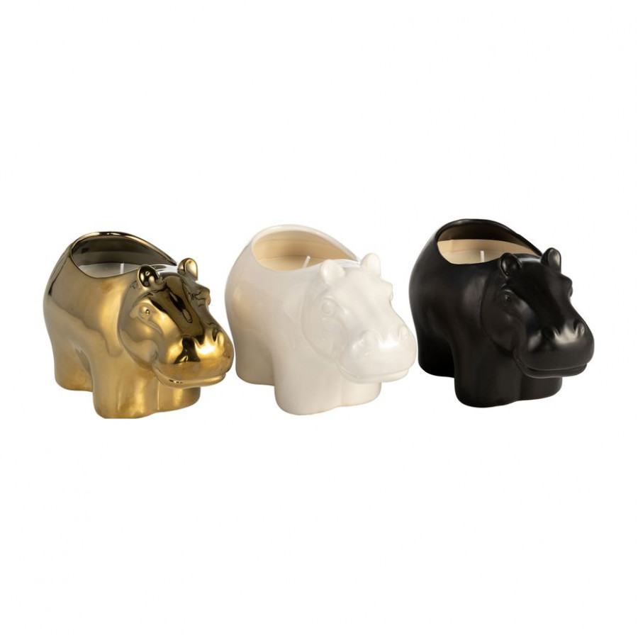 Sagebrook 7" 9 Oz Orange Goji Berry Hippo Candles (Set of 3) - Multi