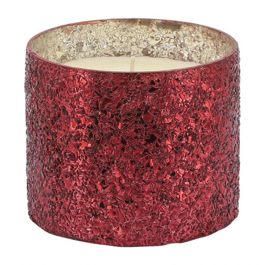 Sagebrook 5" 26 Oz Frasier Fir Crackled Glass Candle - Red