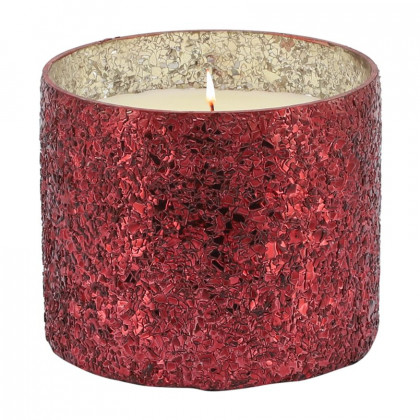 Sagebrook 5" 26 Oz Frasier Fir Crackled Glass Candle - Red