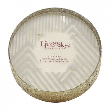 Sagebrook 9" 49 Oz Spiced Pear Crackled Glass Candle - Gold