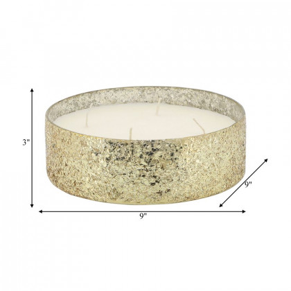 Sagebrook 9" 49 Oz Spiced Pear Crackled Glass Candle - Gold