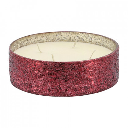 Sagebrook - 9" 49 Oz Spiced Pear Crackled Glass Candle