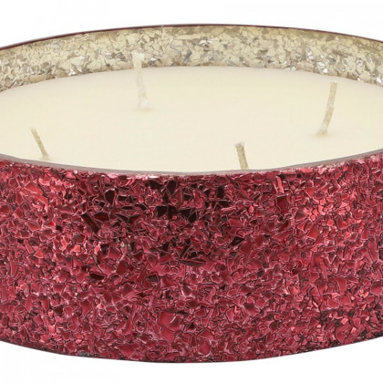 Sagebrook 9" 49 Oz Frasier Fir Crackled Glass Candle - Red