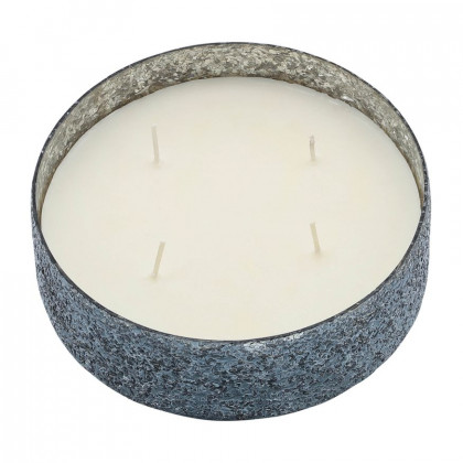 Sagebrook 9" 49 Oz Santal Vanilla Crackled Glass Candle - Gray