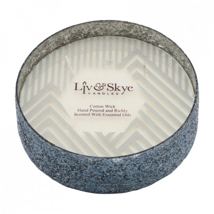 Sagebrook 9" 49 Oz Santal Vanilla Crackled Glass Candle - Gray
