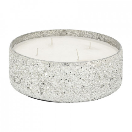 Sagebrook 9" 49 Oz Casa Pacifica Crackled Glass Candle - Silver