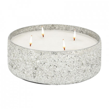Sagebrook 9" 49 Oz Casa Pacifica Crackled Glass Candle - Silver