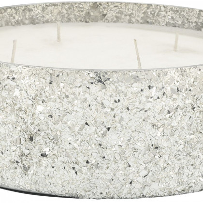 Sagebrook 9" 49 Oz Casa Pacifica Crackled Glass Candle - Silver