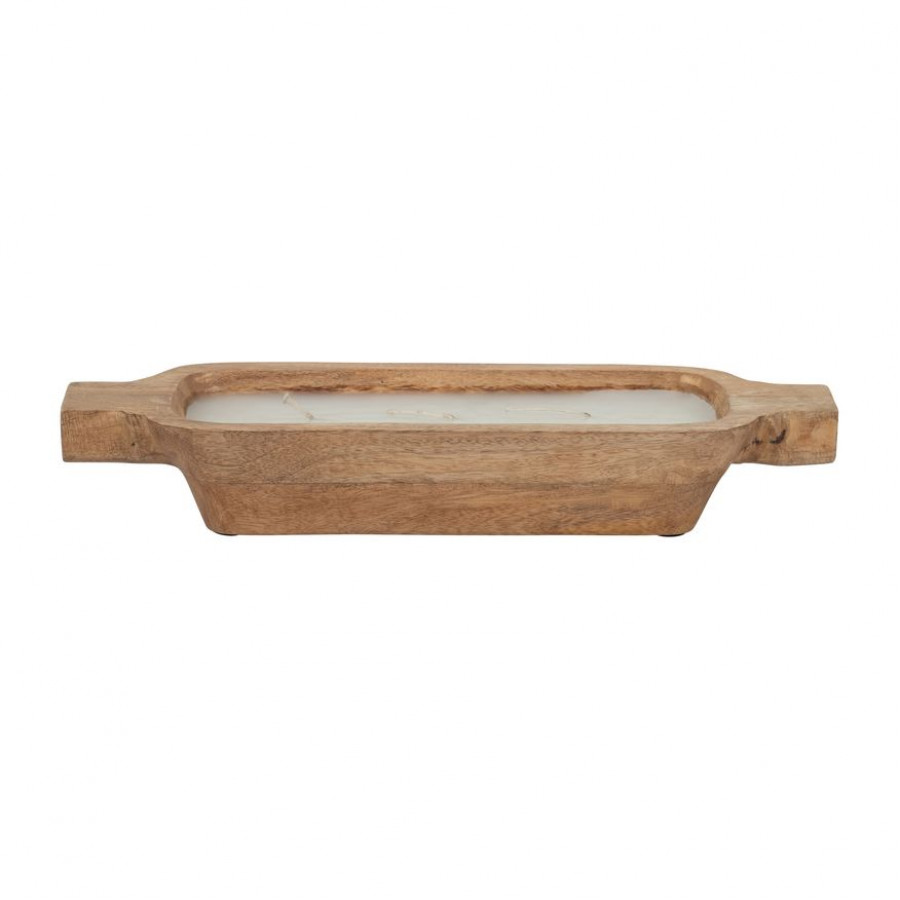 Sagebrook 14" 15 Oz Vanilla Wood Tray Candle - Natural
