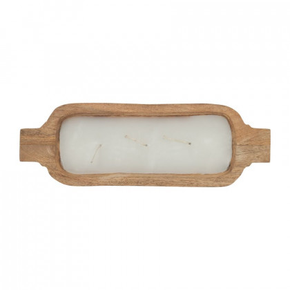Sagebrook 14" 15 Oz Vanilla Wood Tray Candle - Natural