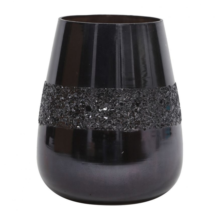 Sagebrook 6" 26 Oz Forest Glitter Band Candle - Black