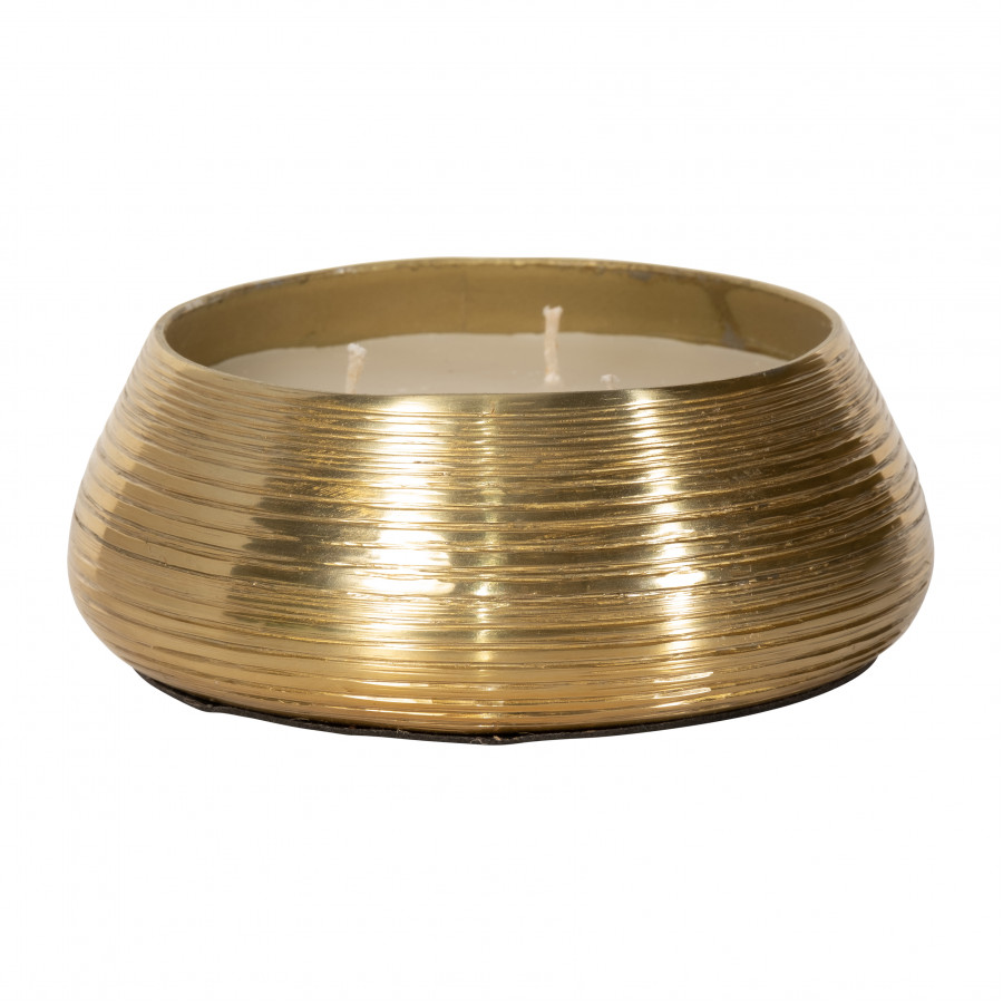 Sagebrook - 6" 15 Oz Santal Vanilla Etched Metal Candle in Gold