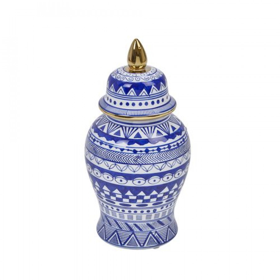 Sagebrook - 14" Temple Jar in White/Blue