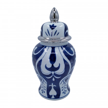 Sagebrook - 6" 8oz Ceramic Chinoiserie Scented Candle with Lid