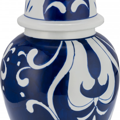 Sagebrook 14" Ceramic White/Blue Temple Jar - White