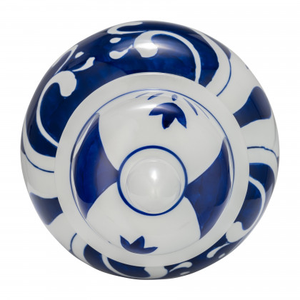 Sagebrook 14" Ceramic White/Blue Temple Jar - White