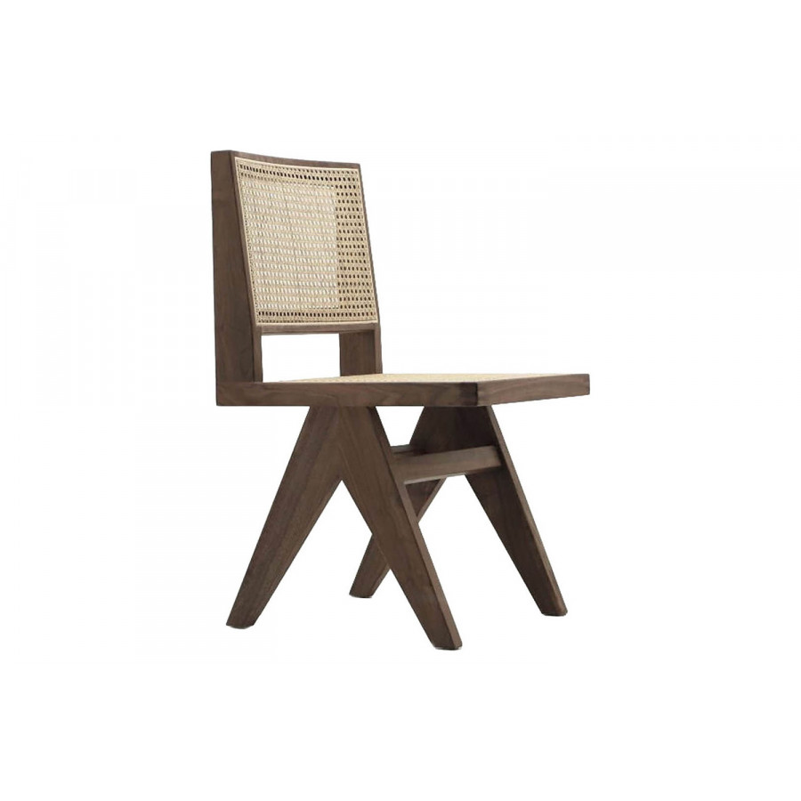 SohoConcept Pierre J Full Wicker Dining Chair - Solid Ash Walnut Base