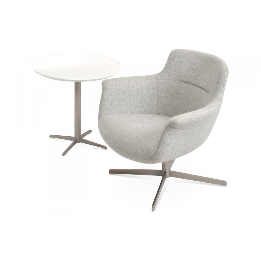 SohoConcept Bottega Lounge Chair 4 Star Swivel Base - Matt Brushed Nickel Base