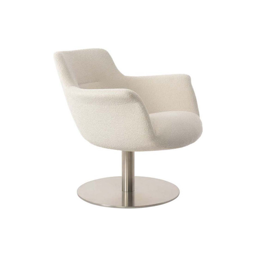 SohoConcept Bottega Lounge Chair Round Swivel Base - Brushed Stainless Steel Base