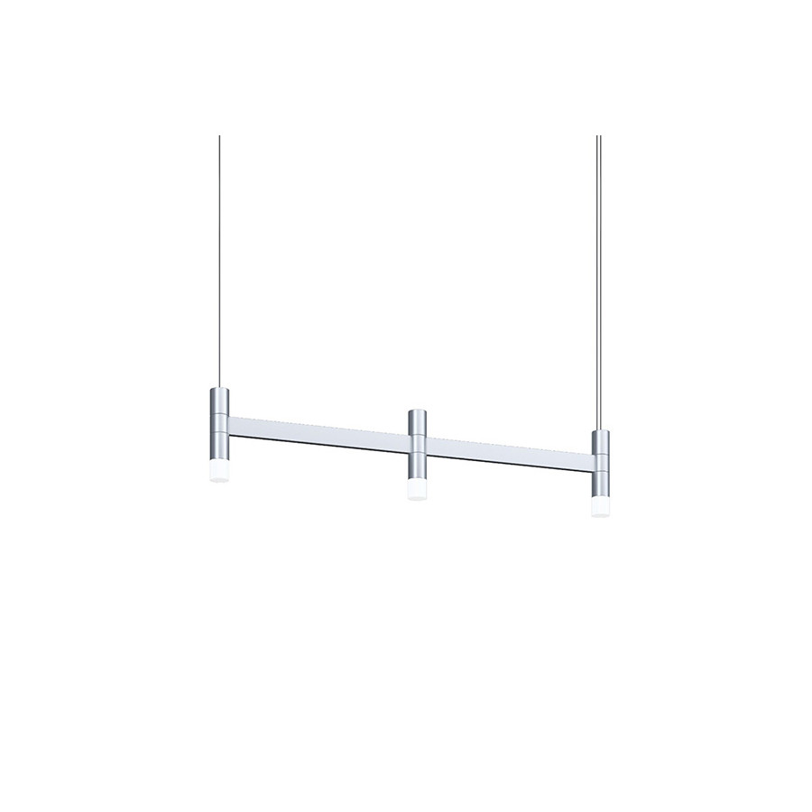 Sonneman Systema Staccato Linear Pendant - Bright Satin Aluminum, 3 Light, None