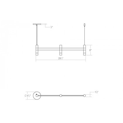 Sonneman Systema Staccato Linear Pendant - Bright Satin Aluminum, 3 Light, None