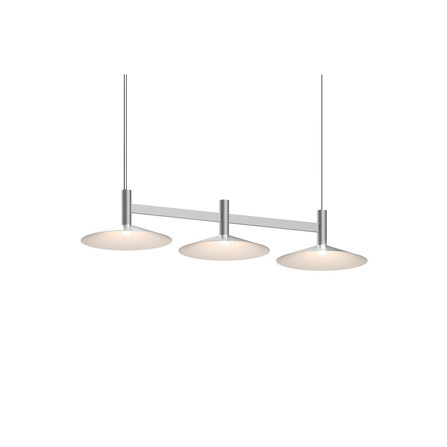 Sonneman Systema Staccato Linear Pendant - Bright Satin Aluminum, 3 Light, Cone