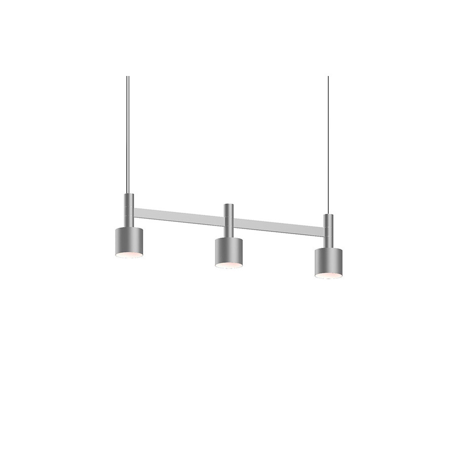 Sonneman Systema Staccato Linear Pendant - Bright Satin Aluminum, 3 Light, Drum