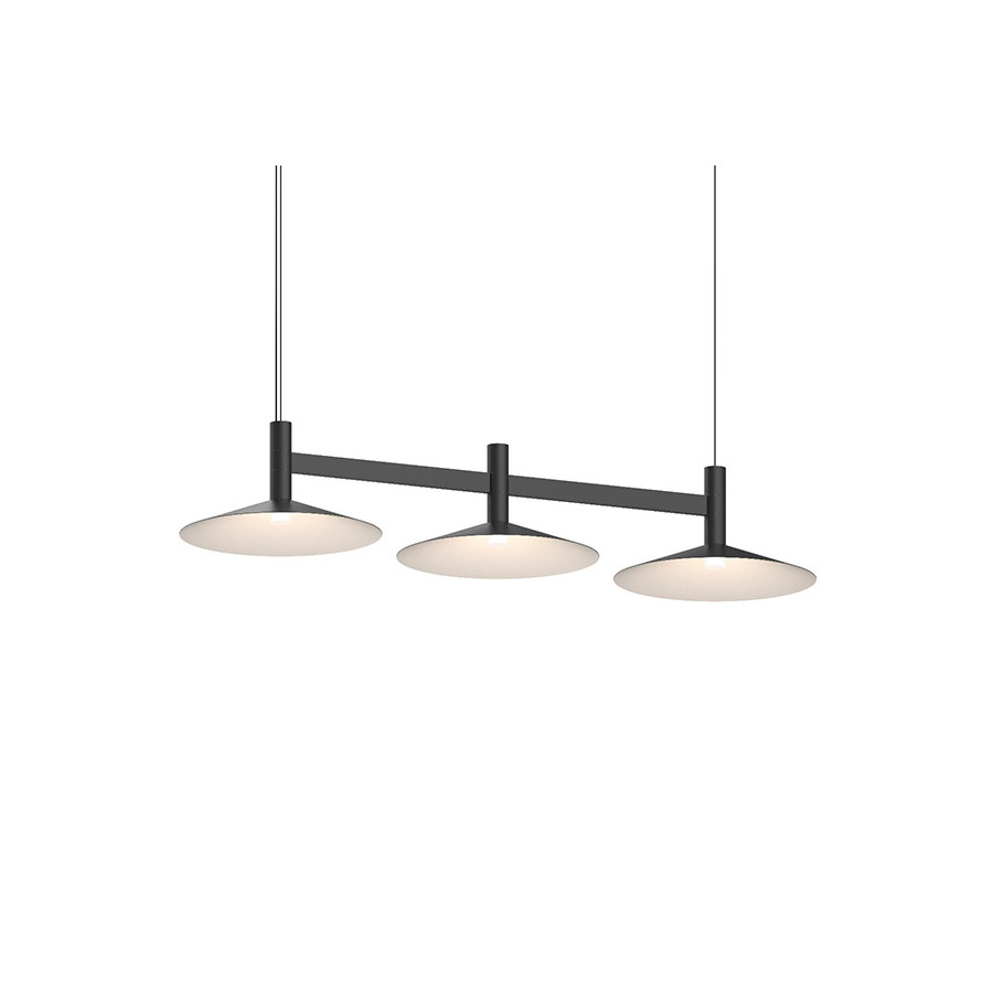 Sonneman Systema Staccato Linear Pendant - Satin Black, 3 Light, Cone