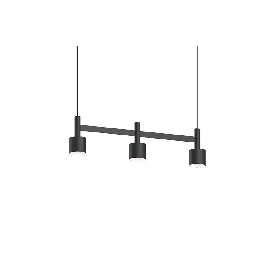 Sonneman Systema Staccato Linear Pendant - Satin Black, 3 Light, Drum