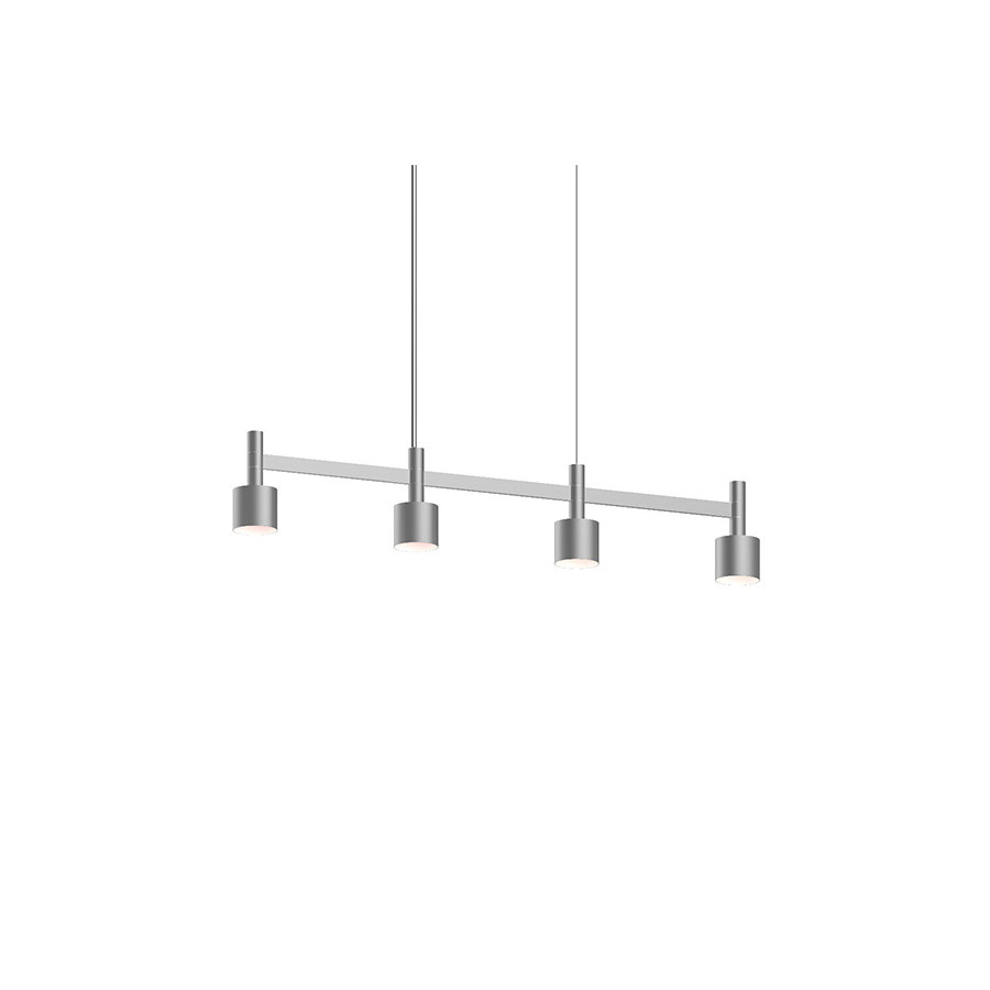 Sonneman Systema Staccato Linear Pendant - Bright Satin Aluminum, 4 Light, Drum