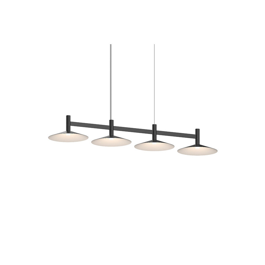 Sonneman Systema Staccato Linear Pendant - Satin Black, 4 Light, Cone
