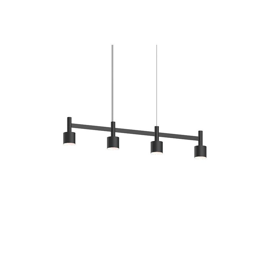 Sonneman Systema Staccato Linear Pendant - Satin Black, 4 Light, Drum