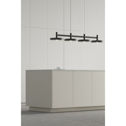 Sonneman Systema Staccato Linear Pendant - Satin Black, 4 Light, Pan