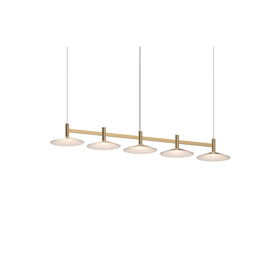 Sonneman Systema Staccato Linear Pendant - Painted Brass, 5 Light, Cone