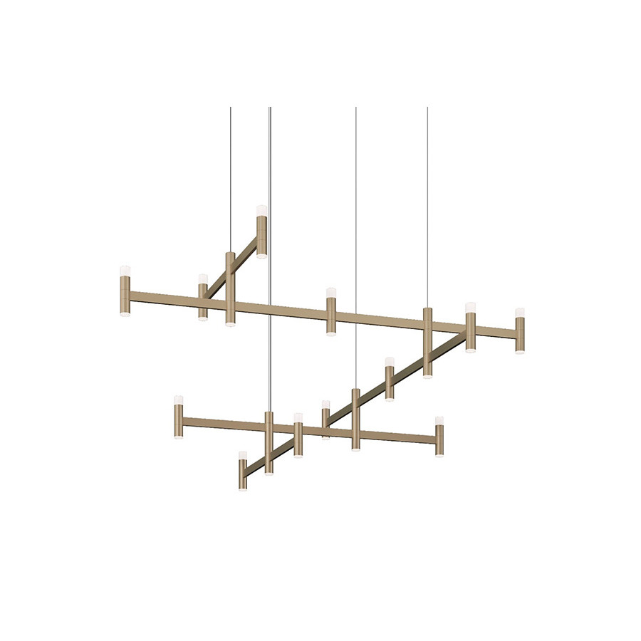 Sonneman Systema Staccato Offset Chandelier - Painted Brass, Standard
