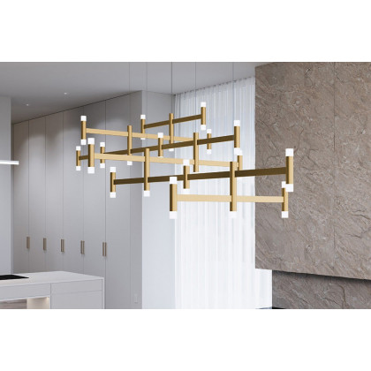 Sonneman Systema Staccato Offset Chandelier - Painted Brass, Standard
