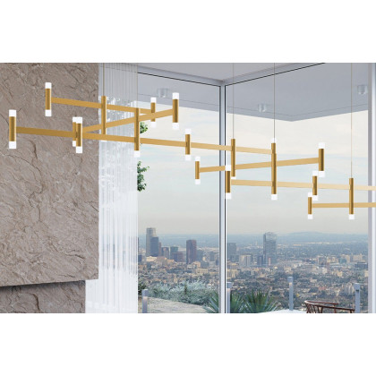 Sonneman Systema Staccato Offset Chandelier - Painted Brass, Standard