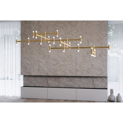 Sonneman Systema Staccato Offset Chandelier - Painted Brass, Standard