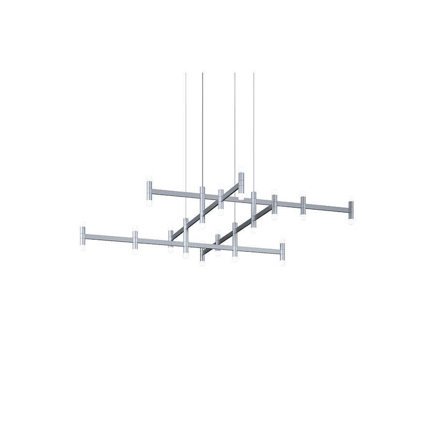 Sonneman Systema Staccato Hash Chandelier - Bright Satin Aluminum, Standard