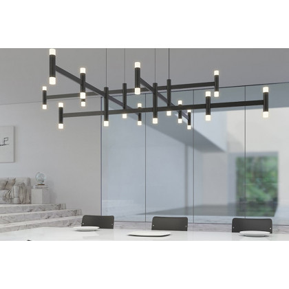 Sonneman Systema Staccato Hash Chandelier - Bright Satin Aluminum, Standard