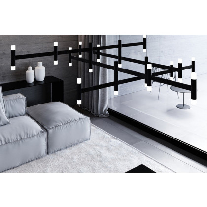 Sonneman Systema Staccato Hash Chandelier - Satin Black, Standard