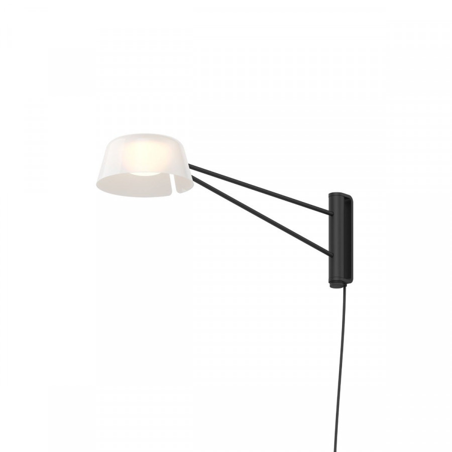 Sonneman Ray Wall Lamp - Short, Satin Black, Opal White Acrylic