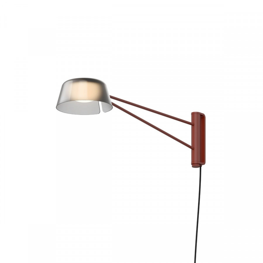 Sonneman Ray Wall Lamp - Short, Oxide Red, Smoked Etched Acrylic