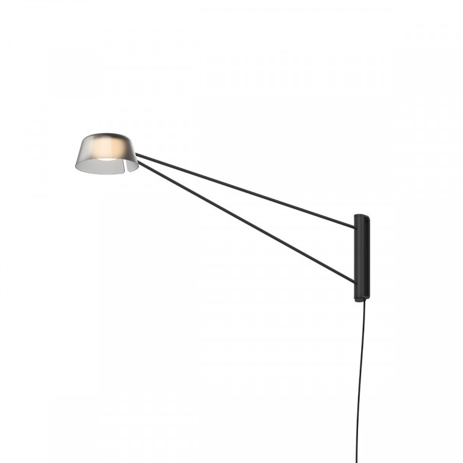 Sonneman Ray Wall Lamp - Long, Satin Black, Smoked Etched Acrylic