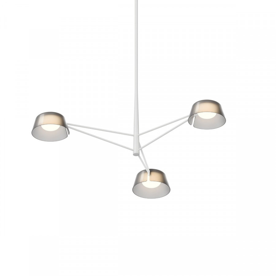 Sonneman Ray Chandelier - 3 Light, Warm Gray, Smoked Etched Acrylic