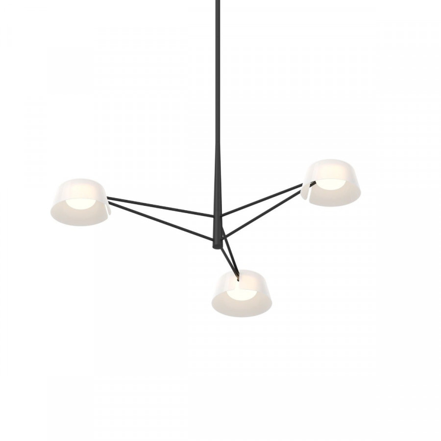 Sonneman Ray Chandelier - 3 Light, Satin Black, Opal White Acrylic