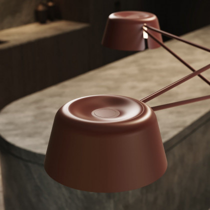 Sonneman Ray Chandelier - 3 Light, Oxide Red, Oxide Red Aluminum