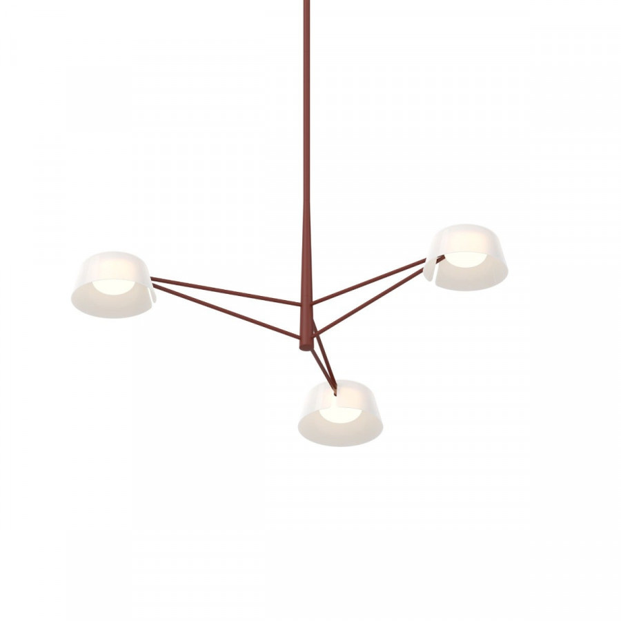 Sonneman Ray Chandelier - 3 Light, Oxide Red, Opal White Acrylic