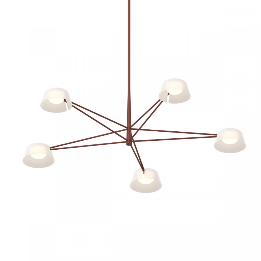 Sonneman Ray Chandelier - 5 Light, Oxide Red, Opal White Acrylic